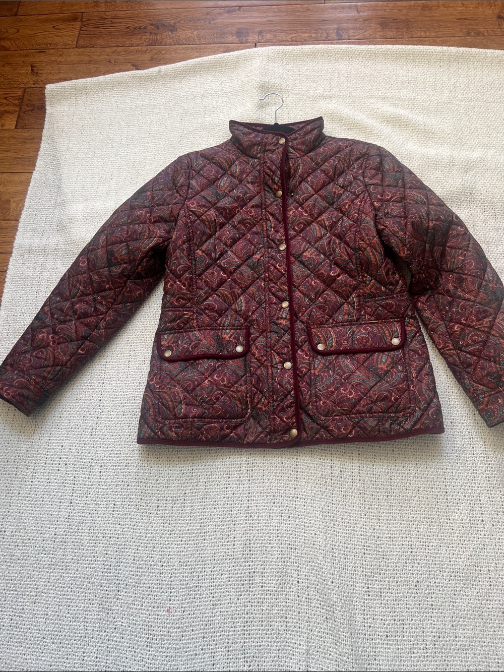 EUC TALBOTS Quilted Paisley Jacket in Burgundy
